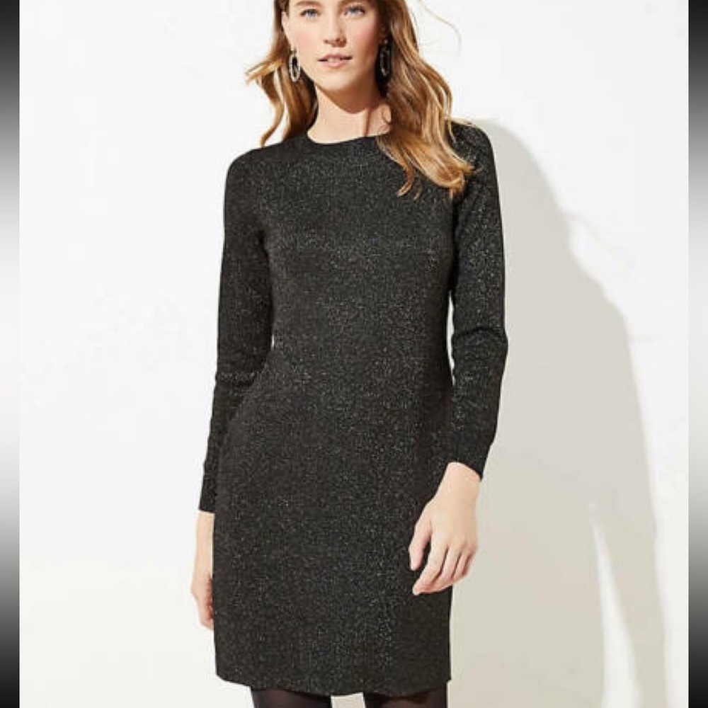 LOFT Long Sleeve Shimmer Sweater Dress